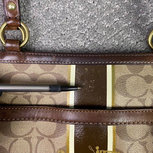 Coach Signature Bag Handbag Shoulder Tote Canvas Leather Brown D0873-12358 - Picture 4 of 15